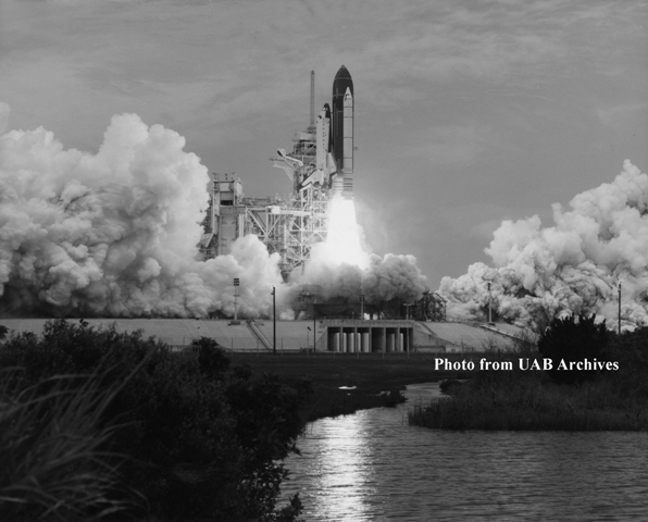 The Shuttle Columbia at liftoff