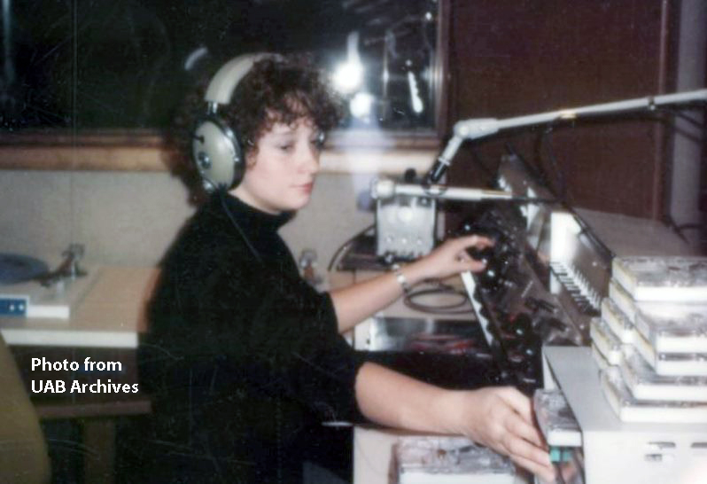 A female dj in the studio