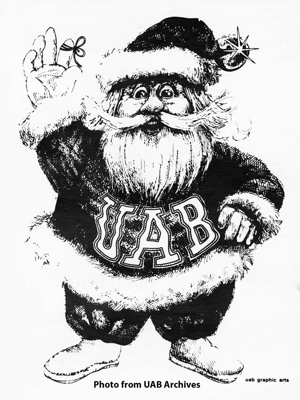 Dressed in a special UAB suit, Santa Claus wishes everyone on campus a happy holiday season
