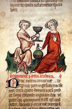 Illuminated page from Regimen sanitatis ad regem Aragonum (14th century)